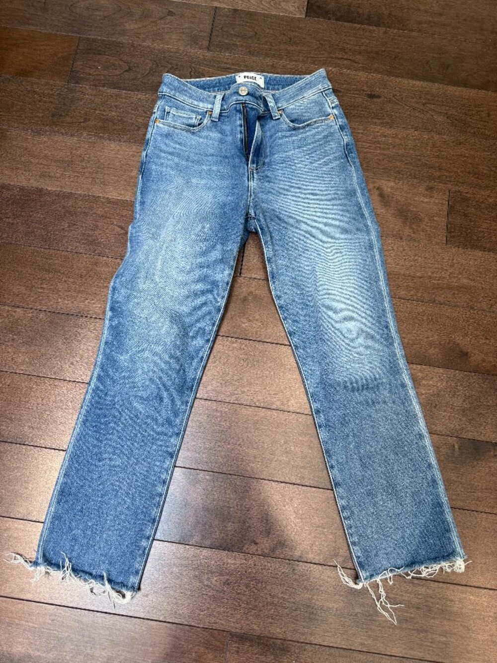 Paige Cindy Crop Sz 25 Like new Distressed Seawater Jeans